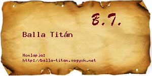 Balla Titán névjegykártya